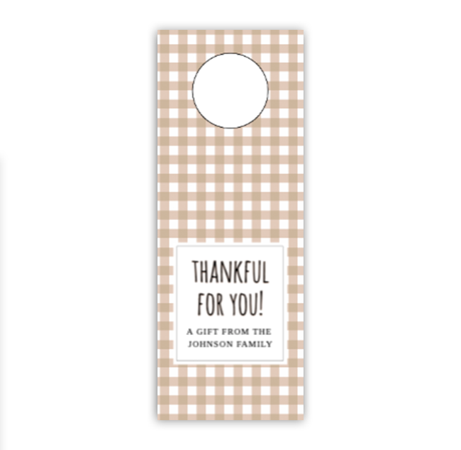 Tan Gingham Wine Tag