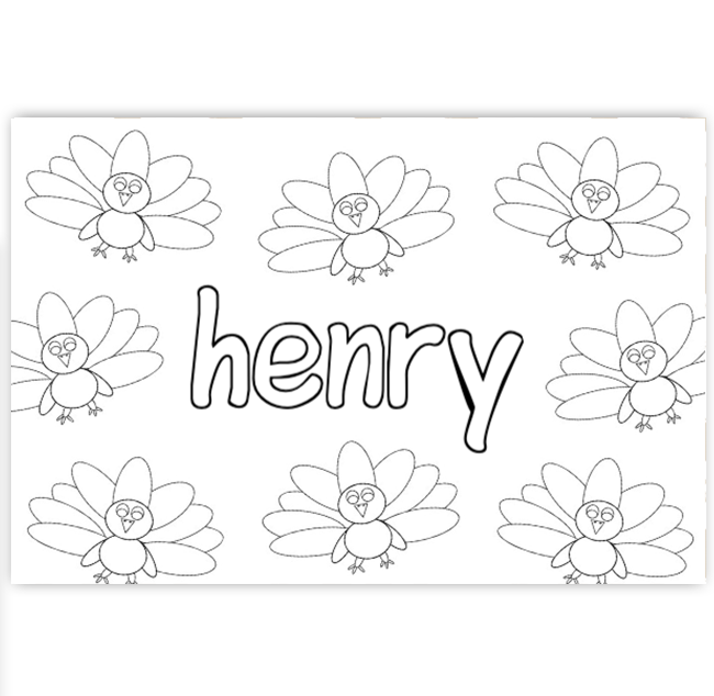 Turkey Coloring Placemat