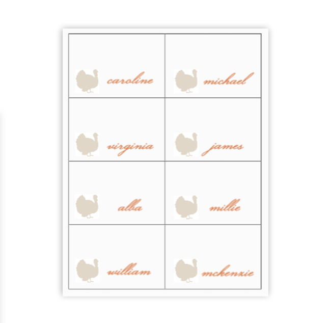 Turkey Buffet Labels / Placecards