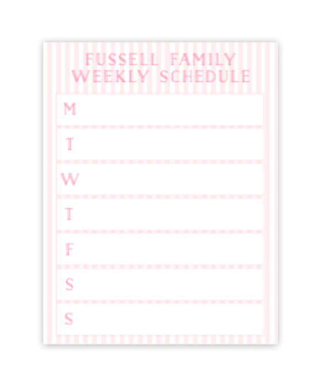 Pink Pastel Stripe Weekly Schedule